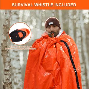 <b>Light</b> Weight Custom Logo Polyethylene Plated Aluminum Foil Polyester Film Thermal Emergency Survival <b>Sleeping</b> Bag with Whistle - Product Image 4
