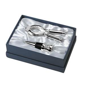 Elegant <b>Bottle</b> <b>Stopper</b> And Champagne Opener Set Silver Finish Gift Boxed - Product Image 1