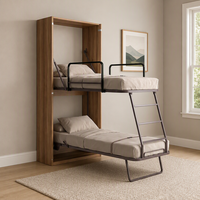Lit superposé vertical moderne pliable, système de lit mural dissimulé, lit superposé gain de place avec armoire pour petite chambre d'appartement
