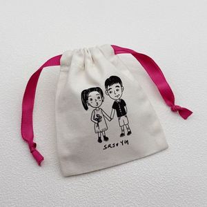 Sac Cadeau Cosmétique en Coton Recyclé Mini Personnalisé avec Logo, Écologique, Réutilisable, à Cordon de Serrage, pour le Commerce de Gros - Product Image 2