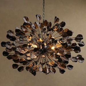 Kreative elegante organische handgemachte Ebenholz Keramik Blüten blätter Kronleuchter für Wohnzimmer Badezimmer bedeckt Patios - Product Image 1