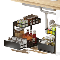 Panier à tiroir en métal de type debout étagère d'armoire de cuisine pour le rangement de l'évier inférieur amovible pour le tri des épices dans la salle de bain