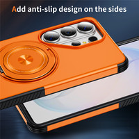 Coque de téléphone double couche TPU+PC pour Samsung S26 Ultra S25 S24 Plus avec anneau magnétique et béquille anti-chute