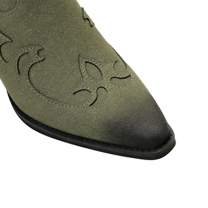 <span class=keywords><strong>Bottes</strong></span> hautes vert olive style western avec broderies <span class=keywords><strong>en</strong></span> <span class=keywords><strong>daim</strong></span>, bout pointu/bout carré, confort automne/printemps, style cowboy moderne - Product Image 6