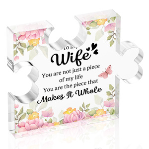 Custom Acrylic Puzzle Piece Ornament UV Printed Personalized Acrylic <b>Plaque</b> Home Decor Family Gift - Product Image 1