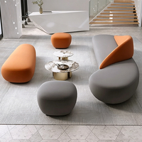 Canapé de réception commercial incurvé pour bureau, structure en acier, revêtement en tissu, mobilier de salon pour hall d'hôtel, ensemble de banquette avec base métallique