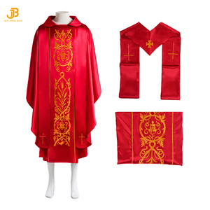 Chasuble rouge et violette OEM, vêtements liturgiques, surplis, <span class=keywords><strong>soutane</strong></span>, vêtement <span class=keywords><strong>de</strong></span> <span class=keywords><strong>prêtre</strong></span> catholique <span class=keywords><strong>à</strong></span> <span class=keywords><strong>vendre</strong></span> - Product Image 6