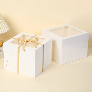 กล่องเค้กเบเกอรี่สีขาวสำหรับงานแต่งงานกล่องเค้กขนาดเล็กที่มีหน้าต่างโปร่งใส - Product Image 3
