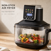 Air Fryer 5.5L+3.2L dengan Jendela Kaca, 8 Preset, Layar Digital, 1400W, Oven Penggorengan Udara Elektrik untuk Dapur Rumah