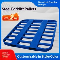 Palette en acier robuste à double face, empilable, avec revêtement en poudre, entrée sur quatre côtés pour le stockage au chariot élévateur