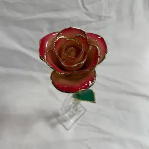 Idea regalo per San Valentino: <span class=keywords><strong>rosa</strong></span> rossa placcata in oro, vera <span class=keywords><strong>rosa</strong></span> eterna a stelo lungo - Product Image 2