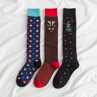 Chaussettes longues chaudes et confortables pour l'hiver, à pois et à motifs de Noël, pour femmes