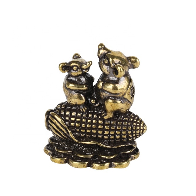 Wholesale Brass Crafts Zodiac Mouse Mascot Corn Mouse Toy Ornaments