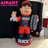 Mascotte de dessin animé mécanicien gonflable personnalisée, géant gonflable de réparateur avec clé à molette et pneu, décoration gonflable publicitaire extérieure