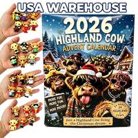 Calendrier de l'Avent de Noël USA : Mini Figurines 3D à Collectionner, Boîte Mystère, Figurines Imprimées en 3D, Ensemble de Jouets Vaches des Highlands
