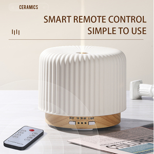 Ароматерапевтический диффузор из натурального дерева и керамики с теплым ночником - Product Image 3