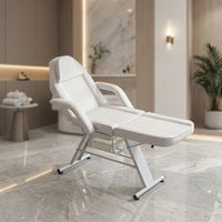 Lit de massage moderne pliable et surélevé pour tatoueurs et barbiers, avec cadre métallique réglable, revêtement en cuir, éponge haute densité et haute résistance