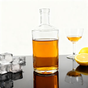 Botella de Licor de Vidrio Popular de 500 ml, 700 ml, 750 ml, Diseño de Hombro Oblicuo para Whisky, Vodka, Tequila, Ginebra, con Etiqueta Adhesiva Lista para Usar - Product Image 2