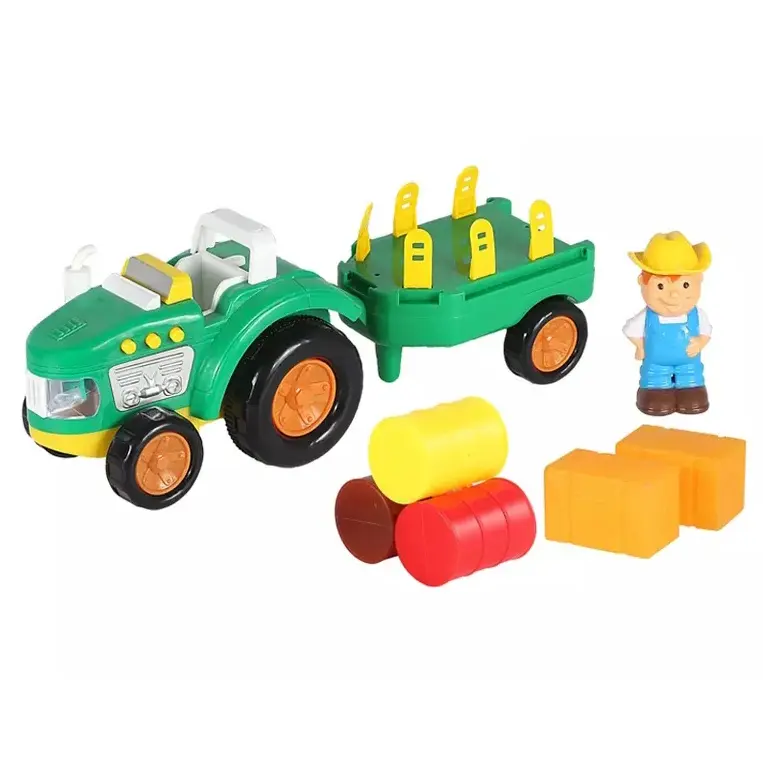 Çiftçi traktör oyuncaklar ile ışık ve müzik filibir sürgülü traktör araba karikatür çiftlik oyun aksesuarları ile Set