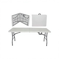 Table pliante d'extérieur moderne et minimaliste, best-seller transfrontalier, avec structure en métal et plateau en HDPE blanc