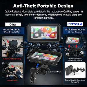 Écran de navigation GPS portable pour moto 6 pouces, étanche IP67, CarPlay sans fil, Android Auto, double enregistreur DVR 2K, fixation rapide - Product Image 2