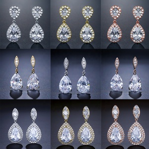 Boucles d'oreilles de mariée plaquées or de luxe RAKOL EP2040 pour femmes, bijoux 2022 - Product Image 5