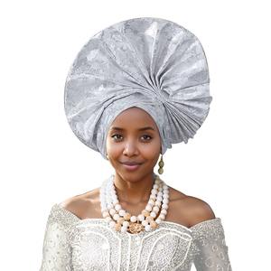 Tissu nigérian Aso Oke Fashion Headtie Ankara avec perles pour les fêtes sorties décontractées mariage dernière conception Bonnet - Product Image 1