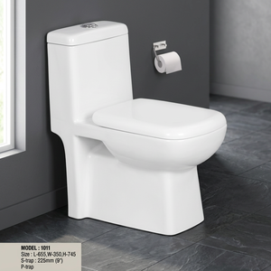 WC monobloc en céramique Aqua Cubic, cuvette de toilette standard blanche, avec réservoir encastré - Product Image 5