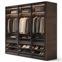 Armoire intégrée moderne de luxe avec porte en verre, éclairage LED, placage en noyer, bordure laser, sur mesure, modulaire
