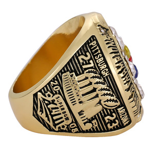 טבעות אליפות פיטסבורג סטילרס NFL 2008, טבעות כדורגל עם לוגו בהתאמה אישית, תכשיטי אופנה איכותיים מצופים כסף וזהב לגברים - Product Image 5