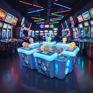 เครื่องเล่นเกมอาร์เคดขนาดใหญ่รุ่นใหม่สำหรับเด็ก  สถานบันเทิงหยอดเหรียญแบบหกเครื่องตกปลา  พร้อมอุปกรณ์ดันเหรียญพลาสติก - Product Image 2