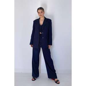 Conjunto de Chaqueta y Pantalones a Rayas Azul Marino para Mujer - Monos y Trajes de una Pieza al por Mayor - Product Image 6
