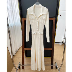 Vestido de Fiesta Formal Elegante <span class=keywords><strong>Blanco</strong></span> de Lujo al por Mayor Boutique 2025, Estilo Trompeta/Sirena, Cuello en V, Botones, Poliéster de Alta Calidad - Product Image 4
