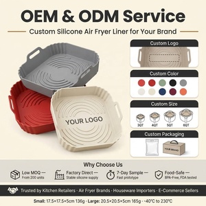 Forros cuadrados para freidora de aire bandeja de silicona para hornear y olla tapete de silicona para hornear - Product Image 3