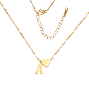 Collana con Ciondolo a Cuore e Lettera in Inglese in Acciaio Inossidabile, Moda Europea e Americana Trendy per Bambini e Donne - Product Image 5