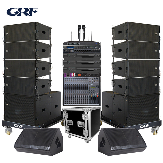GRF Passive Dual 10 Inch Two Way Line Array Speaker 18 Inch Subwoofer Whole Set Sound Audio PA System for Outdoor Events Church