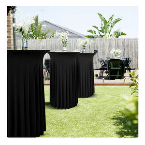 32 "x 43" Коктейльная настольная юбка из спандекса Стрейчевые волнистые драпировки облегают высокие крышки барного стола для свадебных вечеринок - Product Image 2