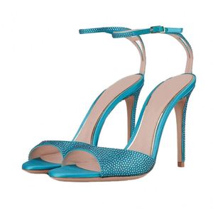 Sandales grande taille pour femmes à bride unique, bout rond, sexy, à bout ouvert, avec strass, talon fin et très haut - Product Image 2