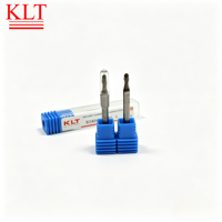 Fraise à bout sphérique KLT haute performance R1.5xD4mm à 2 dents en carbure monobloc pour alliage d'aluminium 6061 finition miroir TiCN