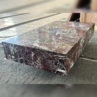 Table basse en marbre Rosso Levanto, bloc massif, pierre naturelle veinée rouge, table centrale pour salon de luxe, taille personnalisée