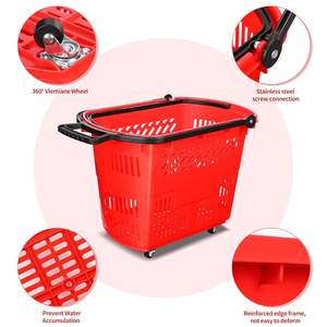 20 L Mini Small Large Grocery Basket With Handles Portable Large Plastic <b>Shopping</b> Basket for Retail Stores With <b>Wheels</b> - Product Image 3
