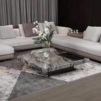Meubles de salon classiques italiens Table basse carrée en marbre naturel Base en acier inoxydable brossé Table basse