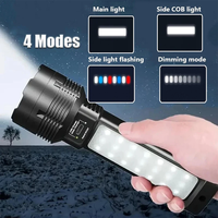 Linterna de Largo Alcance de Alta Luminosidad, Alimentada por Energía Solar, COB, Luz Lateral de Doble Color, Carga Rápida Tipo C, Linterna Portátil de Emergencia para Camping