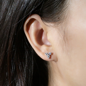 Boucles d'oreilles rondes en argent S925 avec diamants Messi Jewelry MSE-884 pour femmes - Product Image 5
