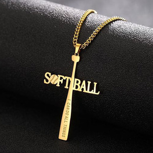 Collana con Ciondolo a Forma di Mazza da Softball, Versetto Biblico 'POSSESSEI TUTTE LE FORZE', Regalo per Giocatori, Squadre e Allenatori di Softball - Product Image 2