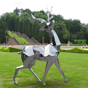 Grand jardin moderne en métal de taille réelle en acier inoxydable pour extérieur Science-<span class=keywords><strong>fiction</strong></span> une sculpture d'un cerf Sika - Product Image 2