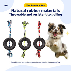 Jouet à mâcher interactif pour chien avec <span class=keywords><strong>pneu</strong></span> en caoutchouc et corde de tirage, pour chiens de taille moyenne à grande, mâcheurs agressifs, jouet indestructible pour chien - Product Image 2