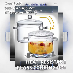 <span class=keywords><strong>Pentole</strong></span> in Vetro Trasparente Borosilicato ad Alta Resistenza con Due Manici e Coperchio per Cucinare sul Fornello, <span class=keywords><strong>Vendita</strong></span> all'Ingrosso Lovfe - Product Image 2