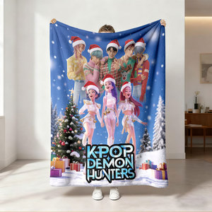 Couverture en flanelle à thème anime Kpop Demon Hunter au design magnifique - Product Image 1