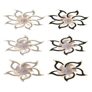 Plafonnier de ventilateur LED tricolore de chambre à coucher de salon utilitaire spécial en forme de pétale étude salle à manger plafonnier de ventilateur en acrylique - Product Image 3